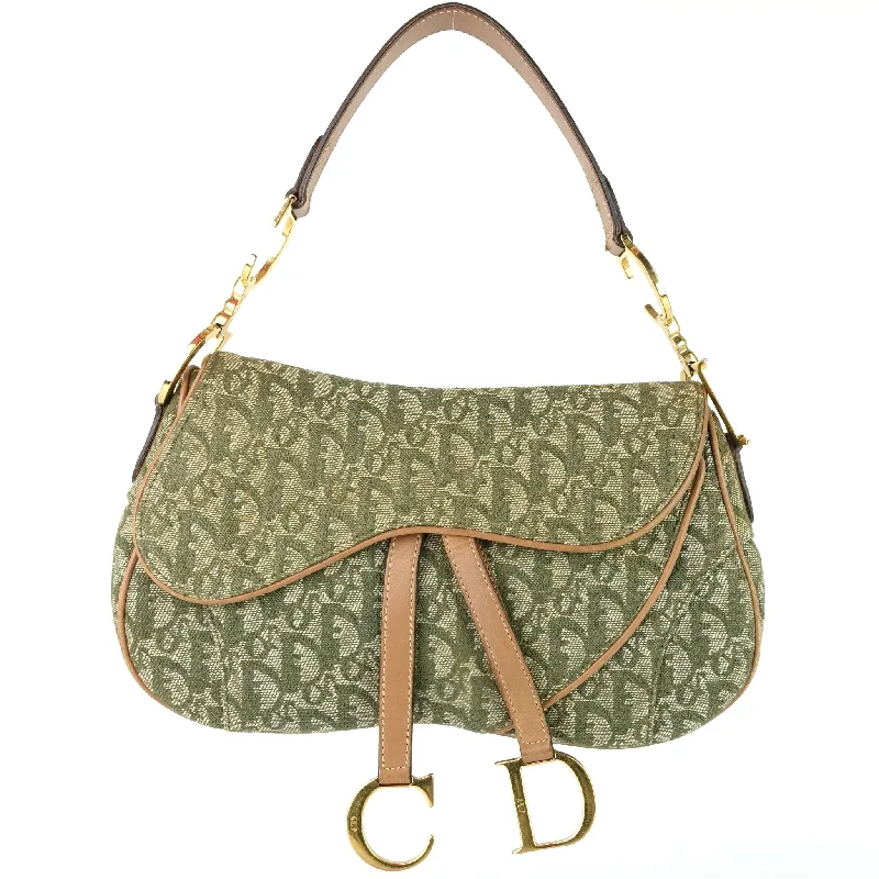 Christian Dior bags with a quilted pattern and gold - toned hardwareDouble Saddle Diorissimo Canvas Bag