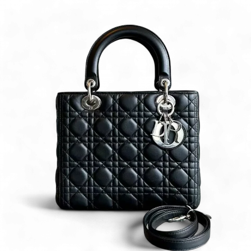 Christian Dior bags with a quilted pattern and gold - toned hardwareDior Lady Medium Cannage Lambskin Black SHW