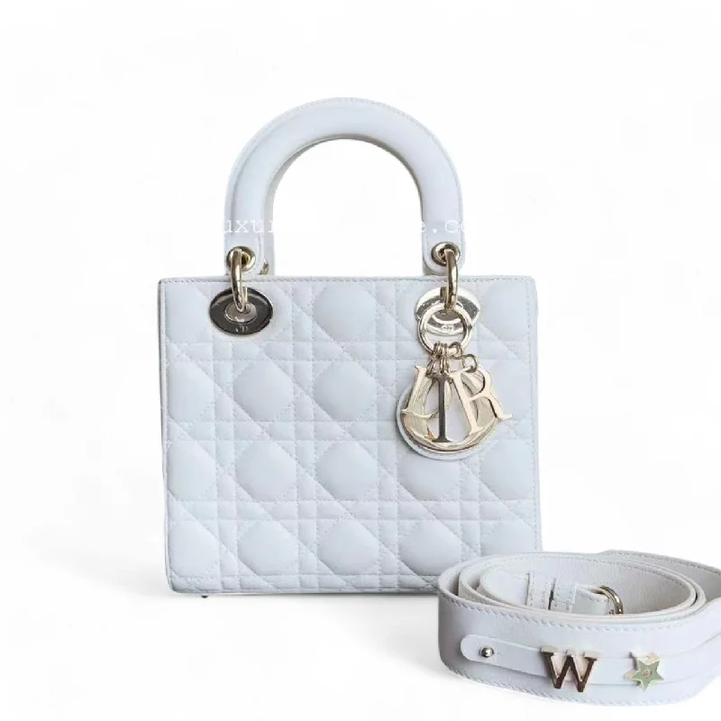 Fashion - forward Christian Dior tote bags for the modern womanDior Lady Small ABC - Cannage Lambskin Snow White Gold Hardware MyABC Strap