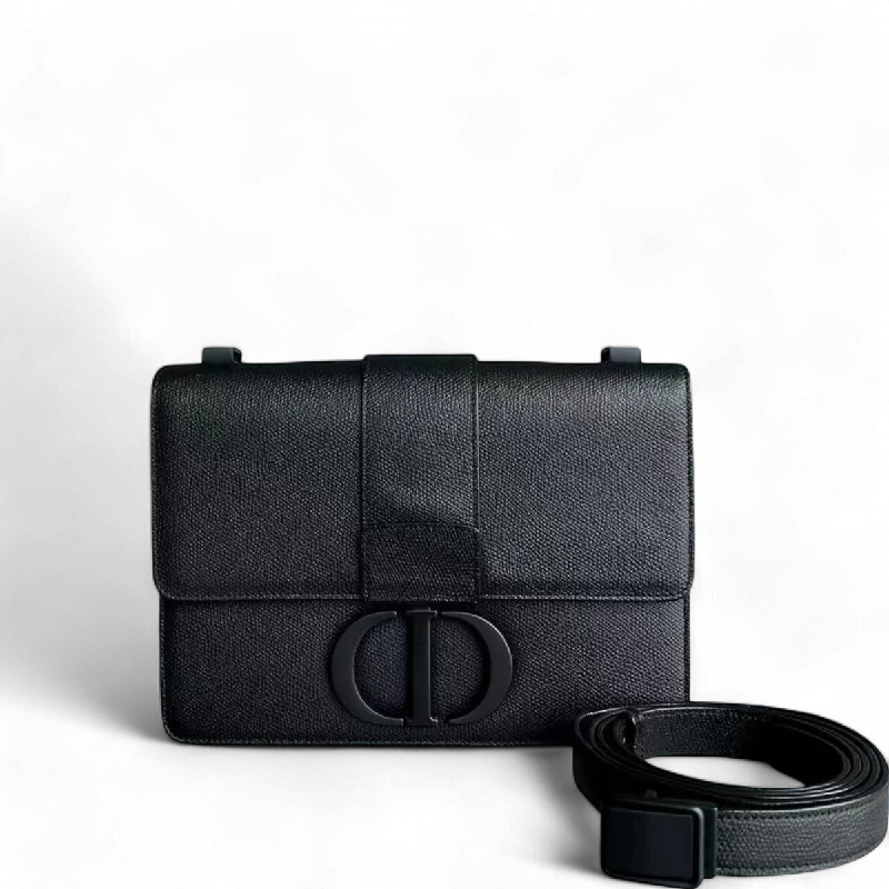 High - fashion Christian Dior bags with a geometric patternMontaigne 30 Grained Calfskin All Black