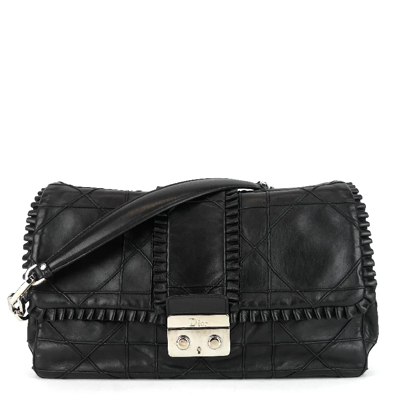 Christian Dior bags with a detachable coin purse insideNew Lock Ruffle Cannage Leather Flap Bag