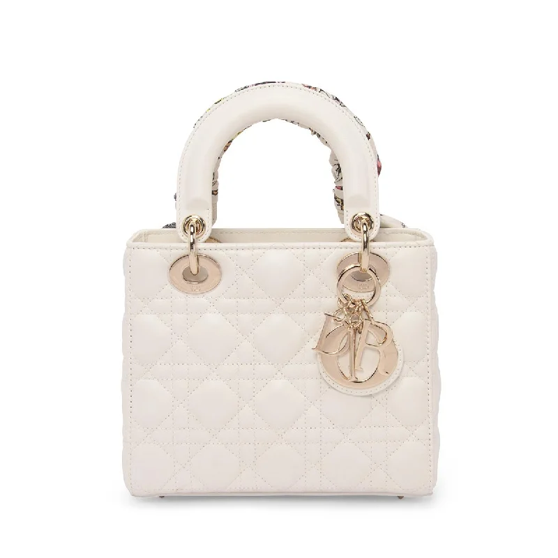 High - fashion Christian Dior bags with a geometric patternDior White Lambskin Cannage My ABCDior Small Lady Dior Bag