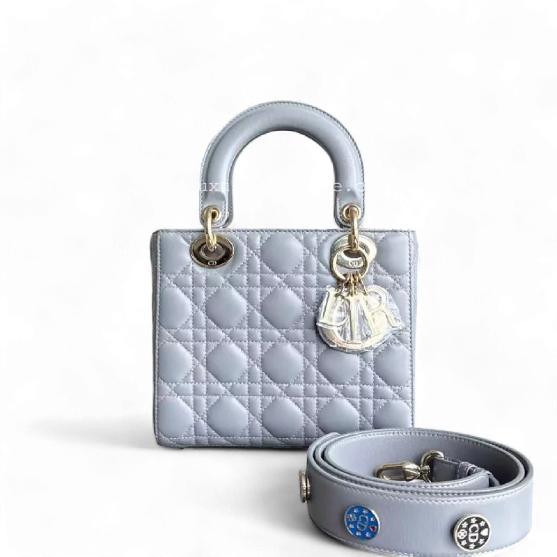 Christian Dior bags with a quilted pattern and gold - toned hardwareDior Lady Small Cannage Lambskin Grey Gray Golden Hardware ABC MyABC Shoulder Bag